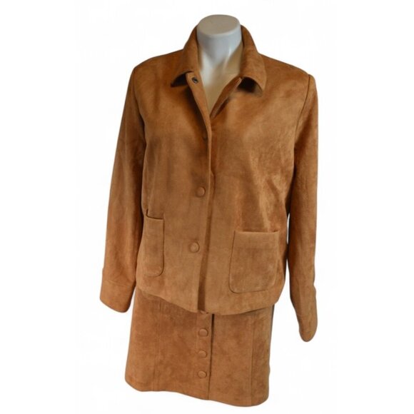 ICHI Studio IHCREVO Almond Suedette Jacket & Skirt Set Size 36 (S) NWT - Picture 1 of 4